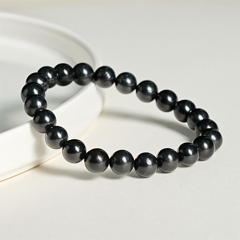 Buddha Stones Round Authentic Shungite Stone Inner Strength Beaded Bracelet - image 9