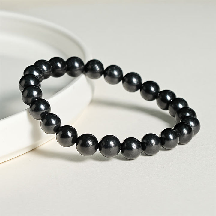 Buddha Stones Round Authentic Shungite Stone Inner Strength Beaded Bracelet - image 9