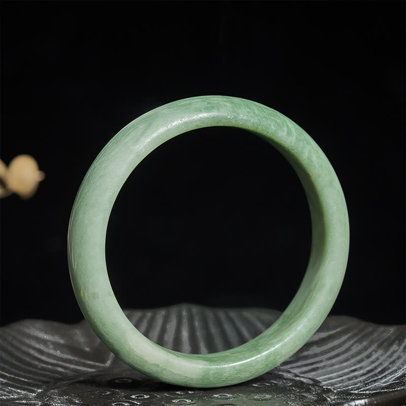Buddha Stones Natural Jade Simple Design Prosperity Cuff Bangle Bracelet - image 1