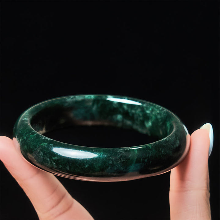 Buddha Stones Nanyang Black-Green Jade Protection Cuff Bangle Bracelet - image 3