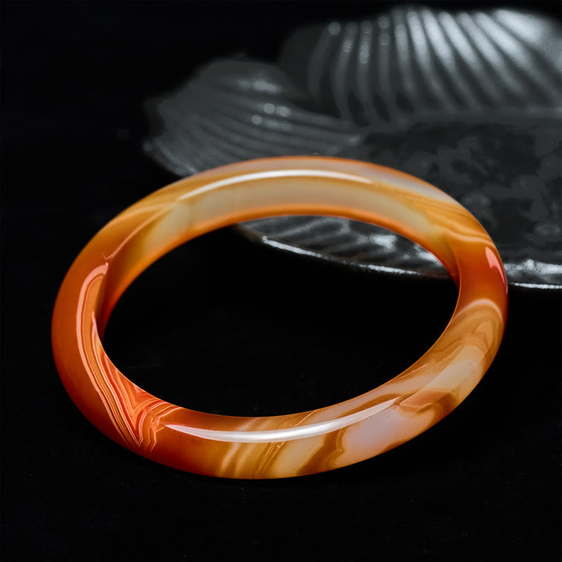 Buddha Stones Veined Pattern Red Agate Calm Cuff Bangle Bracelet - image 1