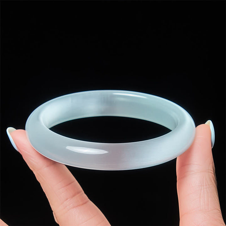 Buddha Stones White Cat's Eye Abundance Spiritual Cuff Bangle Bracelet - image 3