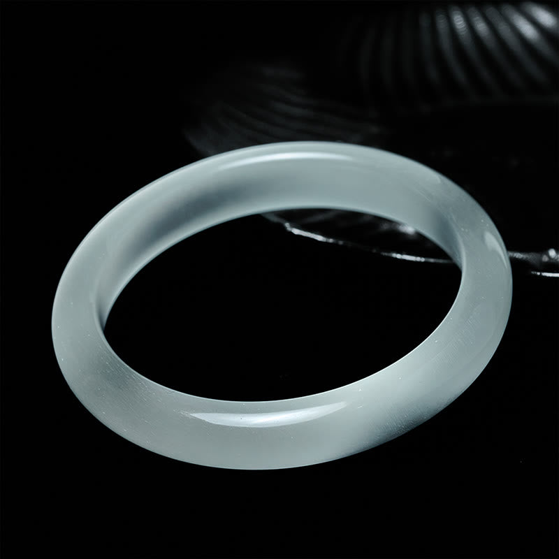 Buddha Stones White Cat's Eye Abundance Spiritual Cuff Bangle Bracelet - image 1