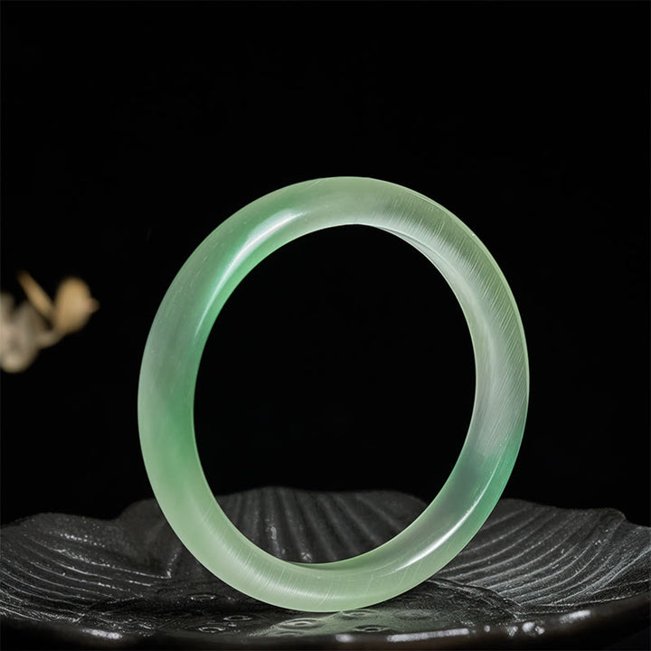 Buddha Stones Chrysoberyl Cat's Eye Thin Peace Support Cuff Bangle Bracelet - image 2
