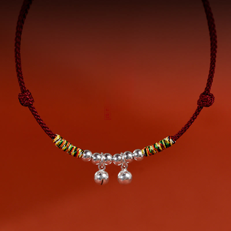 Buddha Stones Silver Bell Red Black String Protection Adjustable Cats Small Dogs Pet Collar - image 3