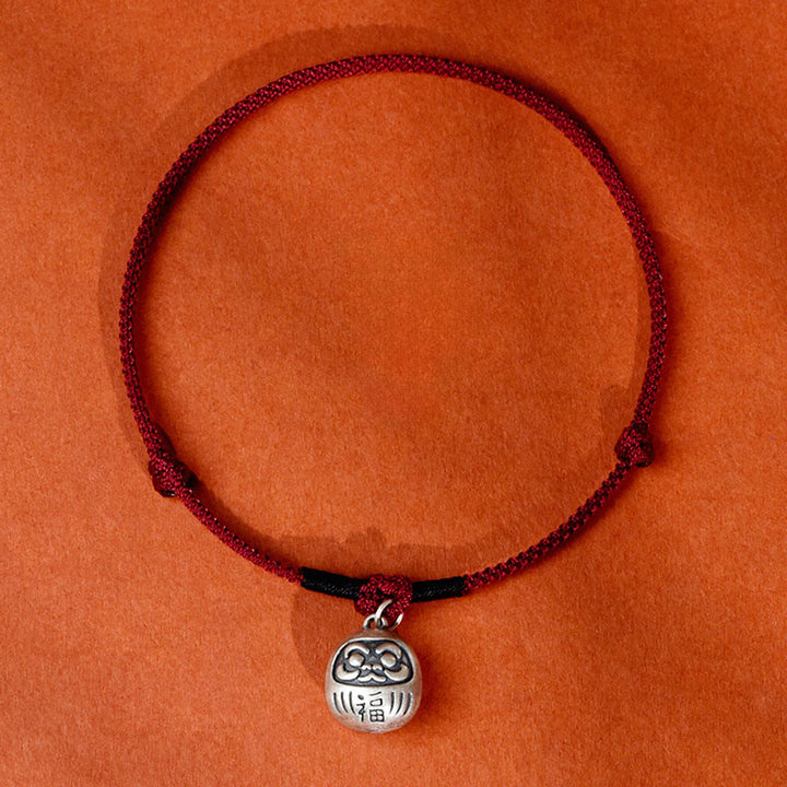 Buddha Stones Silver Attract Fortune Fu Character Pendant Red String Luck Adjustable Cats Small Dogs Pet Collar - DarkRed Rope - Fu Character - 50-65cm - image 7