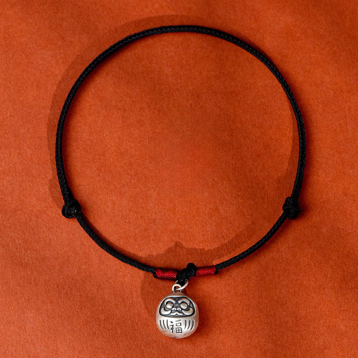 Buddha Stones Silver Attract Fortune Fu Character Pendant Red String Luck Adjustable Cats Small Dogs Pet Collar - Black Rope - Fu Character - 50-65cm - image 10