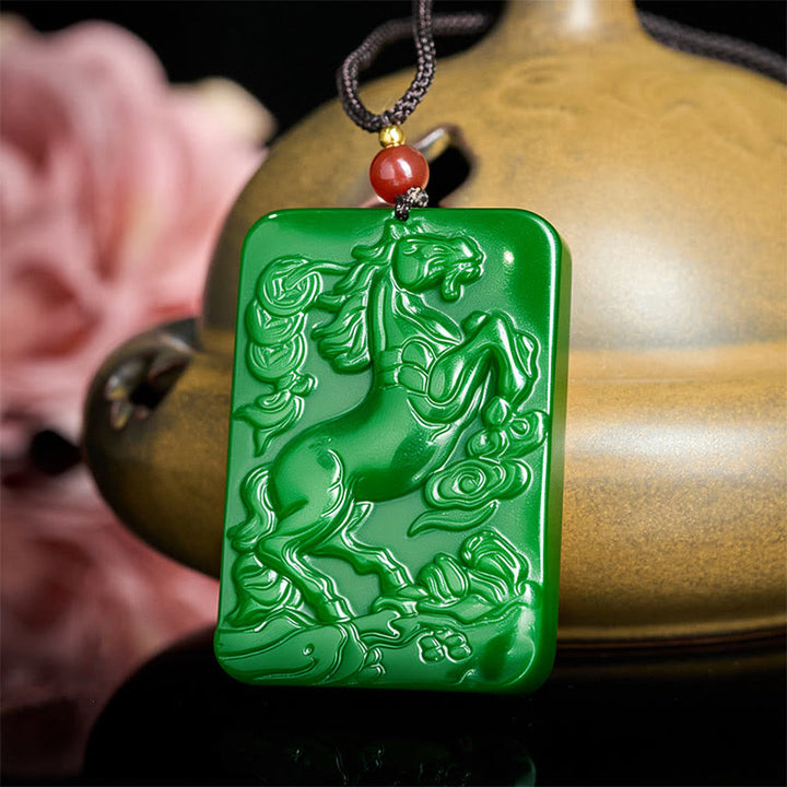 Buddha Stones Year Of The Horse Jade Abundance  Necklace Pendants - image 4