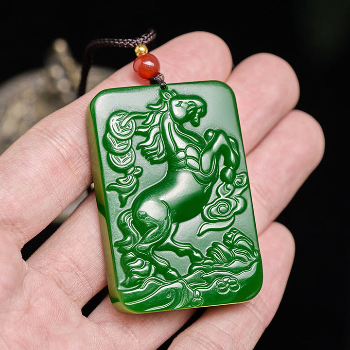 Buddha Stones Year Of The Horse Jade Abundance  Necklace Pendants - image 6