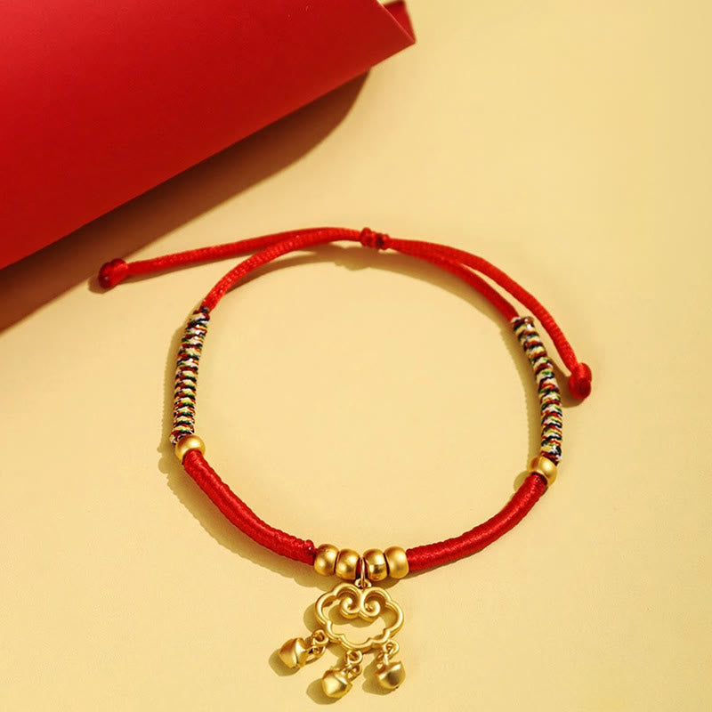 Buddha Stones Metal Ruyi Longevity Lock Red String Blessing Luck Adjustable Cats Small Dogs Pet Collar - image 2