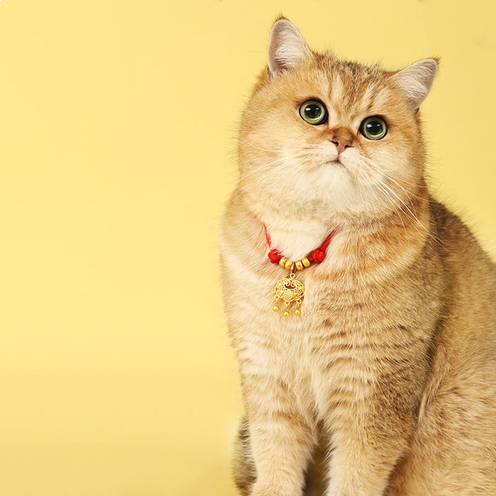 Buddha Stones Metal Ruyi Longevity Lock Red String Blessing Luck Adjustable Cats Small Dogs Pet Collar - image 10