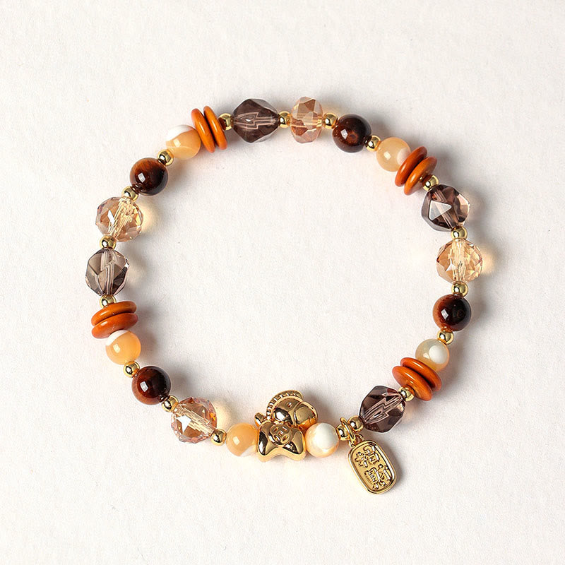 Buddha Stones Tiger Eye Ice Obsidian Pearl Year Of The Horse Lucky Fortune Prosperity Bracelet - image 1