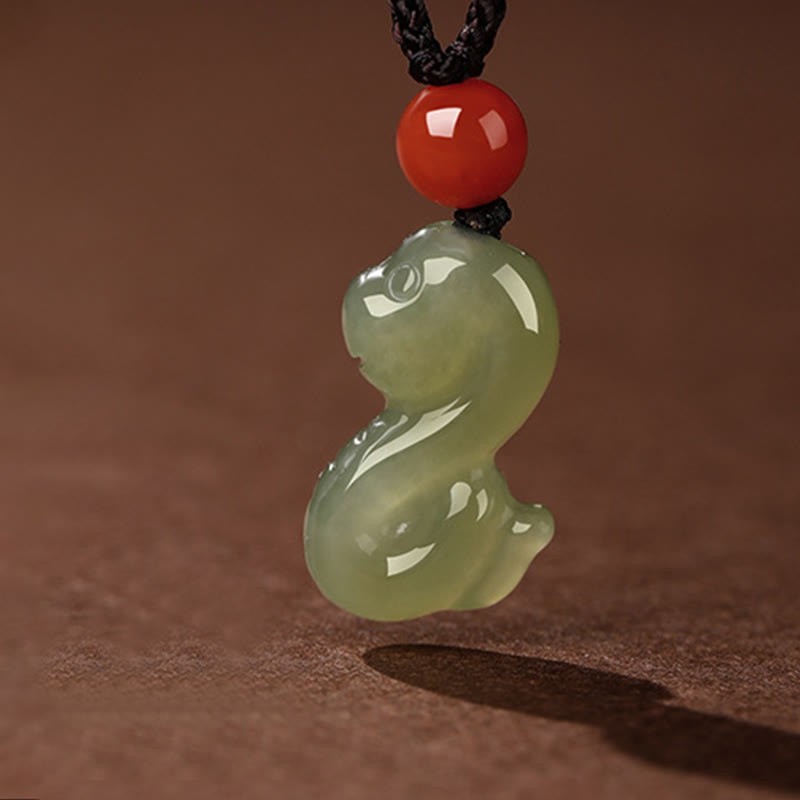 Buddha Stones Chinese Zodiac Year Of The Horse Jade South Red Agate Prosperity Necklace Pendants - Snake - image 21