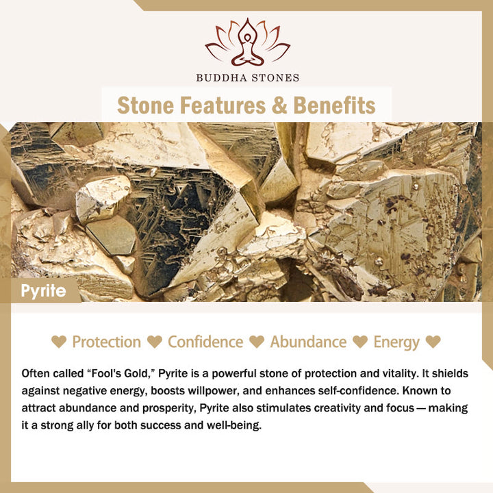 Buddha Stones Pyrite Round Beads Confidence Abundance Bracelet - image 4