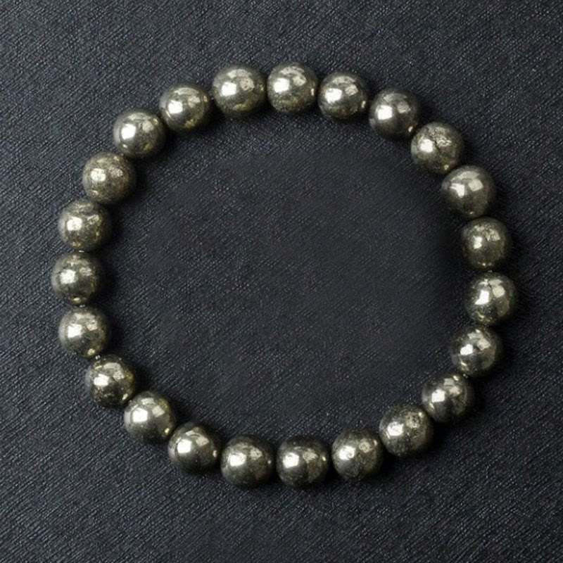 Buddha Stones Pyrite Round Beads Confidence Abundance Bracelet - Pyrite(Wrist Circumference:15-16 cm) - image 0