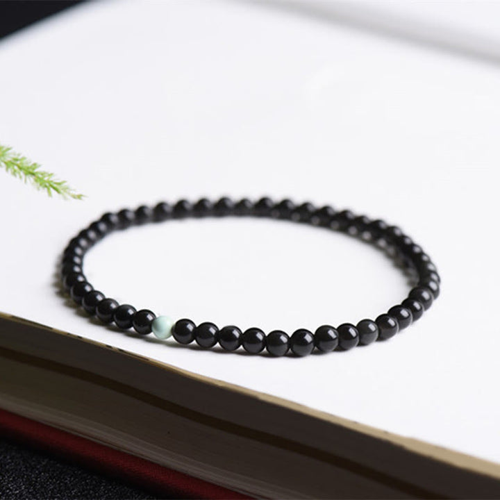 Buddha Stones Black Obsidian Turquoise Strength Fulfilment Bracelet - image 3