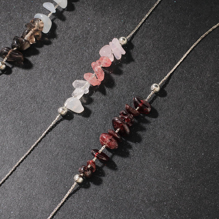 Buddha Stones Black Obsidian Smoky Quartz Garnet Aquamarine Strawberry Quartz Pink Crystal Strength Necklace Pendant - image 15