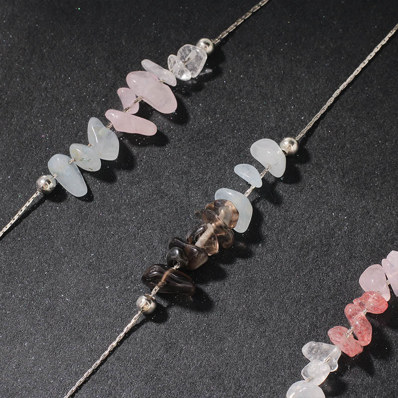 Buddha Stones Black Obsidian Smoky Quartz Garnet Aquamarine Strawberry Quartz Pink Crystal Strength Necklace Pendant - image 14