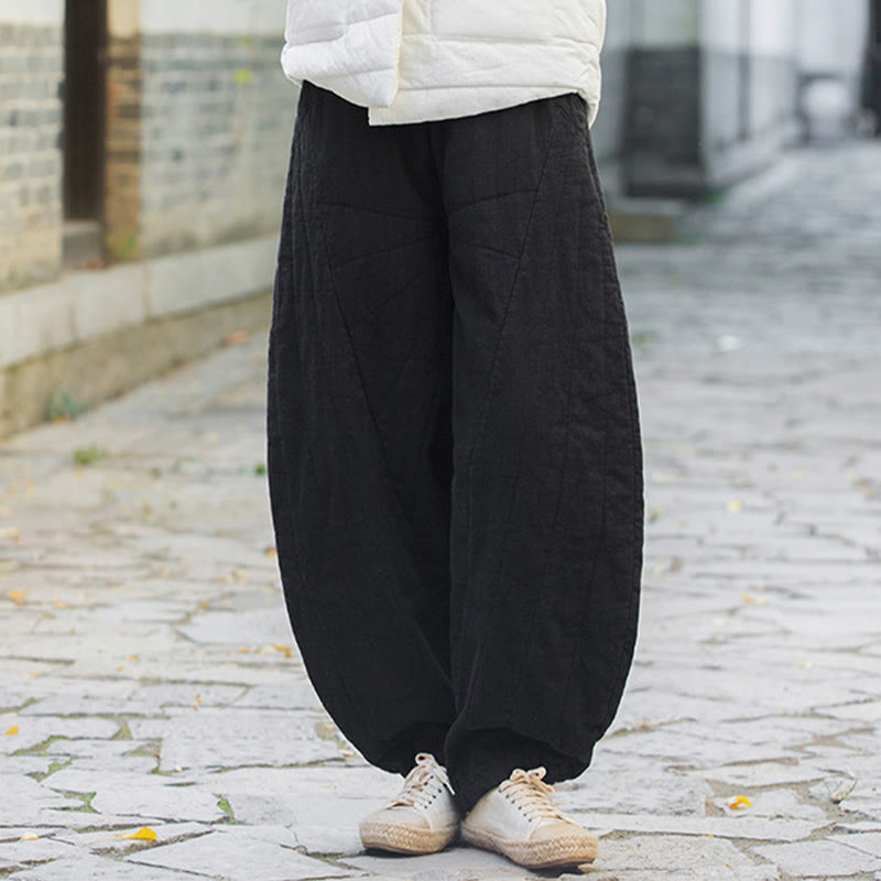 Buddha Stones Plain Cotton Thick Women's 7-8 Length Pants With Pockets - image 12