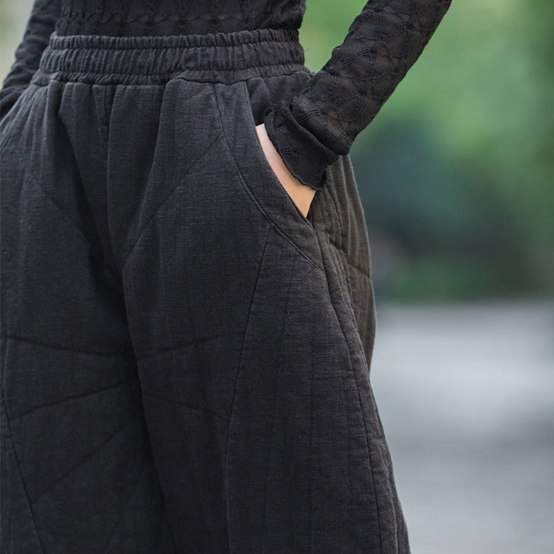 Buddha Stones Plain Cotton Thick Women's 7-8 Length Pants With Pockets - image 16