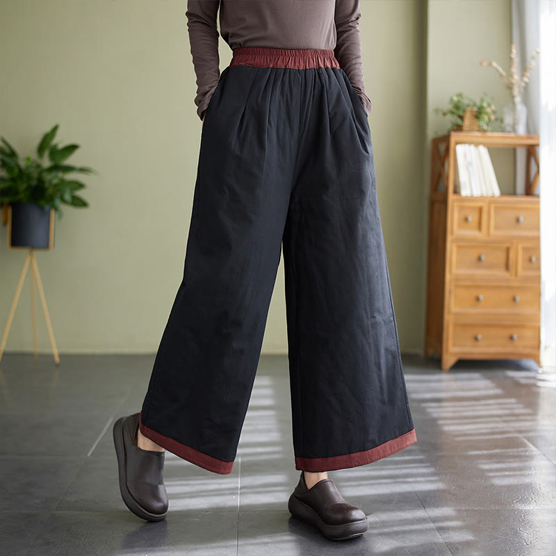 Buddha Stones Casual Plain Women's Wide Leg Pants With Pockets - Black - US8-10，UK/AU12-14，EU40-42 (2XL) - image 0