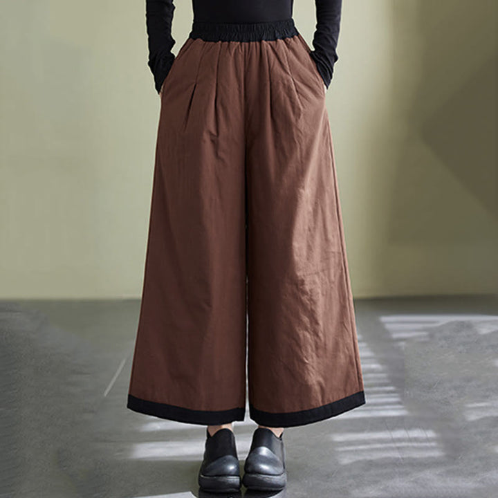 Buddha Stones Casual Plain Women's Wide Leg Pants With Pockets - Chocolate - US8-10，UK/AU12-14，EU40-42 (2XL) - image 9