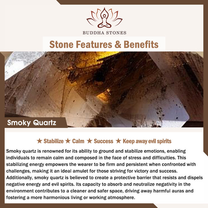 Buddha Stones Black Obsidian Smoky Quartz Garnet Aquamarine Strawberry Quartz Pink Crystal Strength Necklace Pendant - image 2