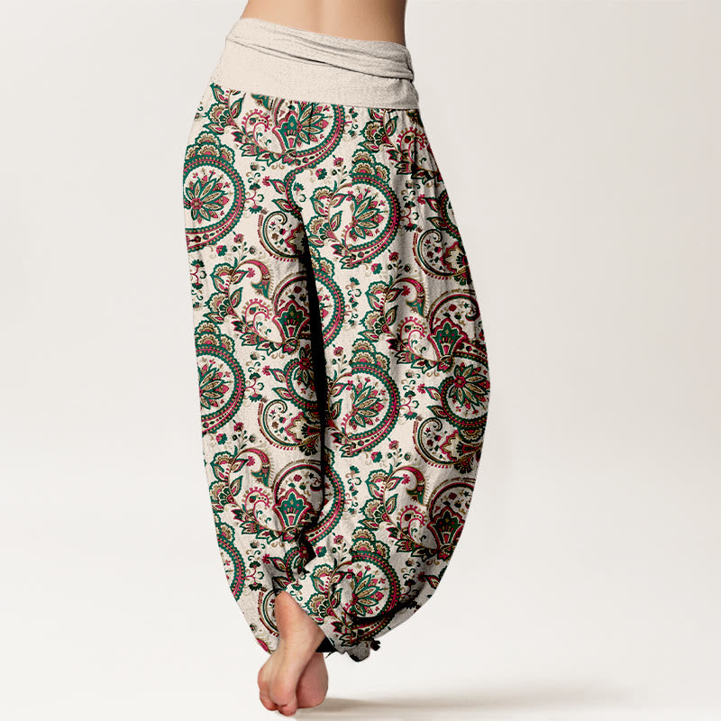 Buddha Stones Cotton Retro Complex Flowers Leaves Vine Pattern Women's Elastic Waist Harem Pants - image 6