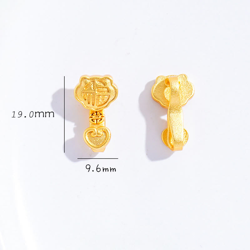 Buddha Stones Ruyi Handle Fu Character Copper Plated Gold Rope Adjustable Luck Bracelet - image 9