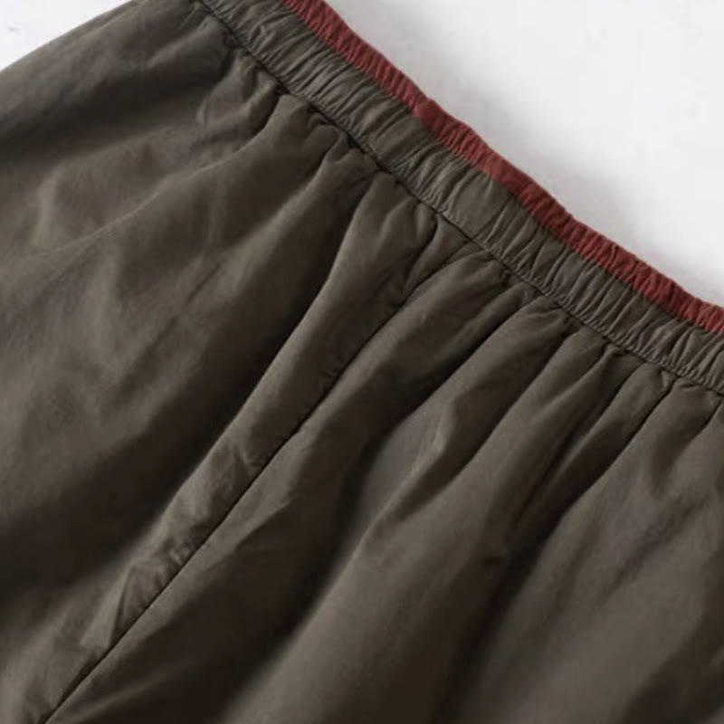 Buddha Stones Plain Color Blocking Cotton Polyester Thick Women's Pants With Pockets - image 5