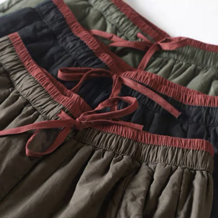 Buddha Stones Plain Color Blocking Cotton Polyester Thick Women's Pants With Pockets - image 8