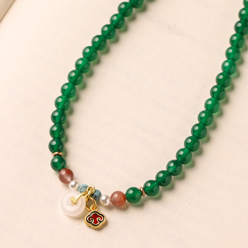 Buddha Stones Peace Buckle Green Agate Power Support Tibet Mala - image 8