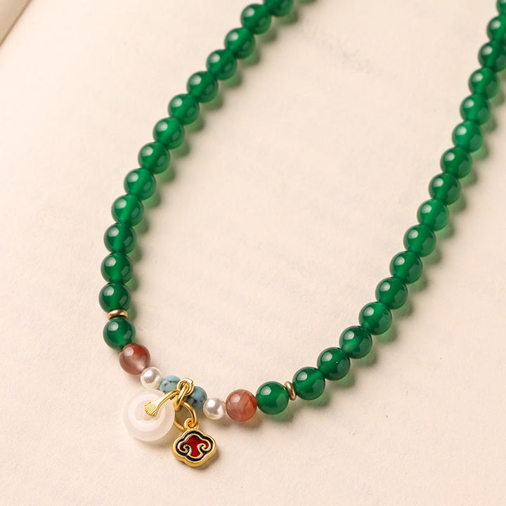Buddha Stones Peace Buckle Green Agate Power Support Tibet Mala - image 8