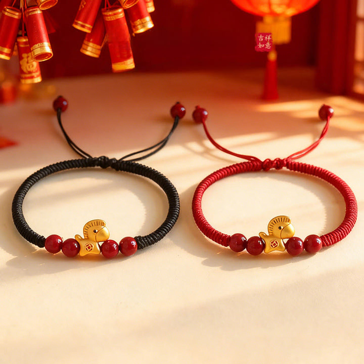 Buddha Stones Year of the Horse 999 Sterling Silver String Cinnabar Beads Braided Luck Bracelet - image 19