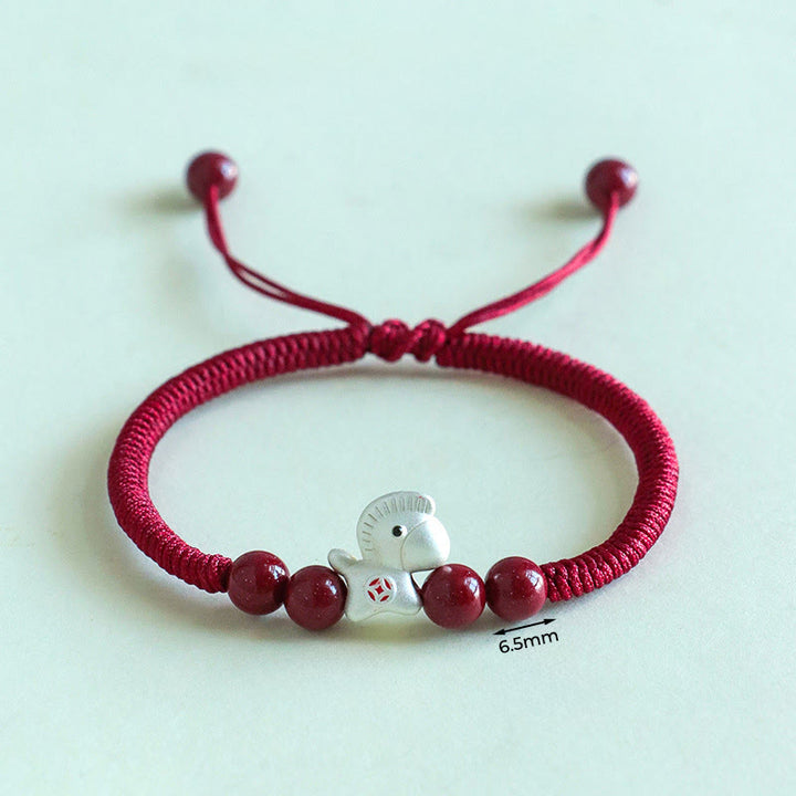 Buddha Stones Year of the Horse 999 Sterling Silver String Cinnabar Beads Braided Luck Bracelet - image 13