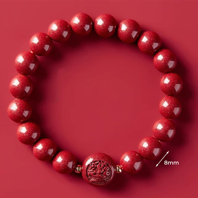 Buddha Stones Chinese Zodiac Year Of The Horse Carved Cinnabar Peaceful Blessing Bracelet - 8mm Dragon - image 32