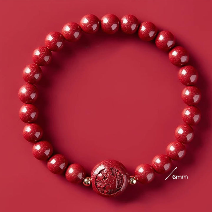 Buddha Stones Chinese Zodiac Year Of The Horse Carved Cinnabar Peaceful Blessing Bracelet - 6mm Monkey - image 24