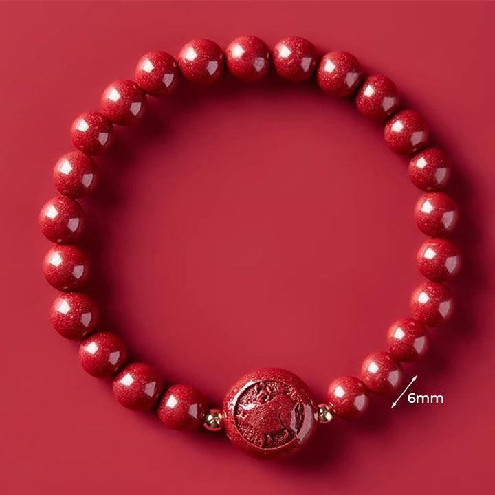 Buddha Stones Chinese Zodiac Year Of The Horse Carved Cinnabar Peaceful Blessing Bracelet - 6mm Pig - image 27