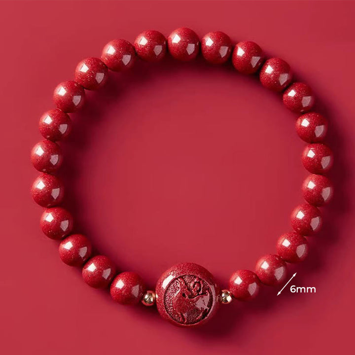 Buddha Stones Chinese Zodiac Year Of The Horse Carved Cinnabar Peaceful Blessing Bracelet - 6mm Goat - image 23