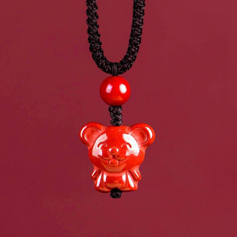 Buddha Stones Year Of The Horse Chinese Zodiac Engraved Design Cinnabar Blessing Rope Necklace Pendants - Rat - image 6