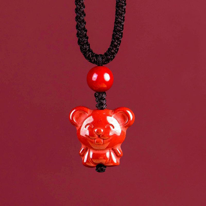 Buddha Stones Year Of The Horse Chinese Zodiac Engraved Design Cinnabar Blessing Rope Necklace Pendants - Rat - image 6