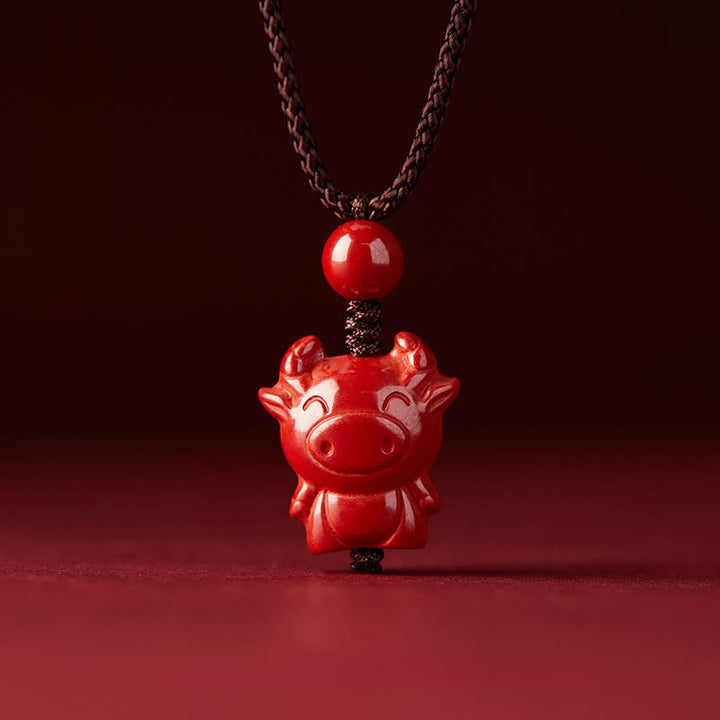Buddha Stones Year Of The Horse Chinese Zodiac Engraved Design Cinnabar Blessing Rope Necklace Pendants - image 9