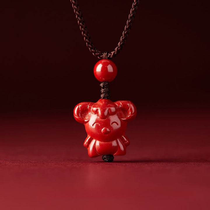 Buddha Stones Year Of The Horse Chinese Zodiac Engraved Design Cinnabar Blessing Rope Necklace Pendants - image 31