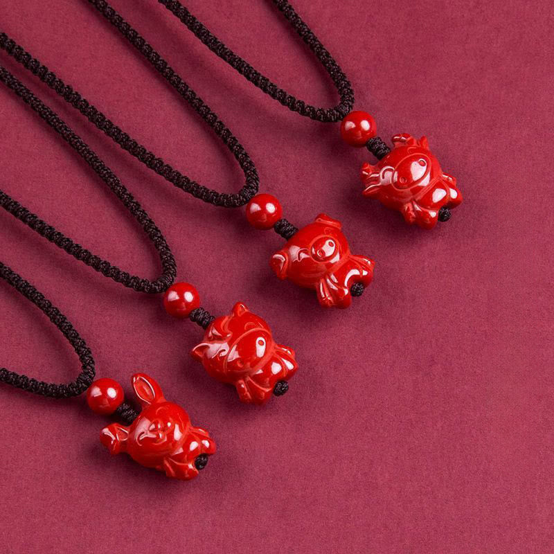 Buddha Stones Year Of The Horse Chinese Zodiac Engraved Design Cinnabar Blessing Rope Necklace Pendants - image 41