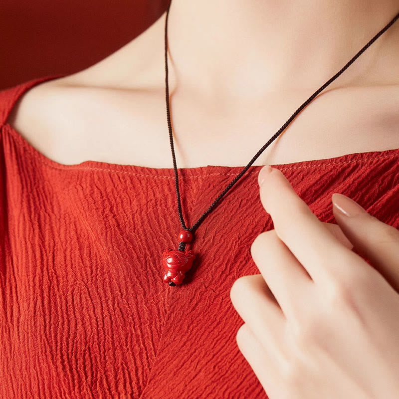 Buddha Stones Year Of The Horse Chinese Zodiac Engraved Design Cinnabar Blessing Rope Necklace Pendants - image 26