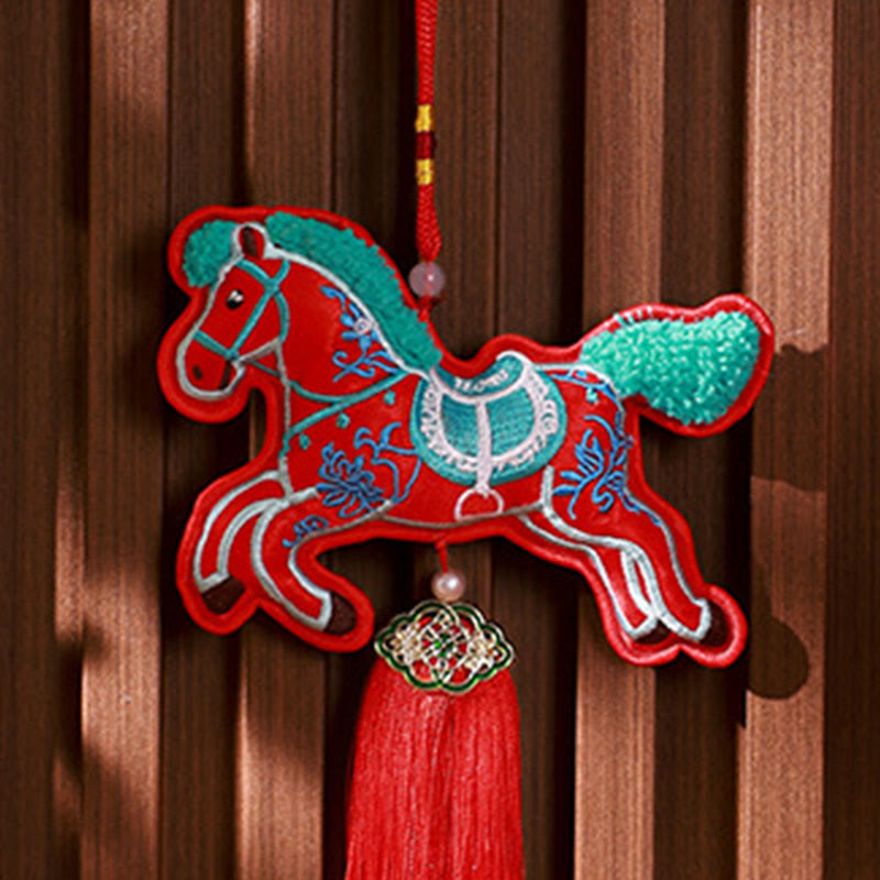 Buddha Stones Year Of The Horse Embroidery Bell Tassel Hanging Decoration - image 13