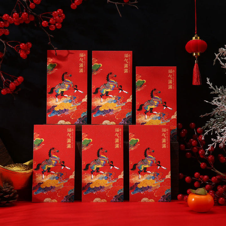 Buddha Stones Year Of The Horse 2026 New Year Blessings 6pcs Chinese Red Envelope - image 8