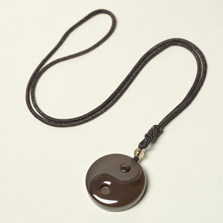Buddha Stones Black Obsidian Taoism Five Sacred Mountains Nine-Character Mantra Carved Purification Yin Yang Necklace Pendant - image 19