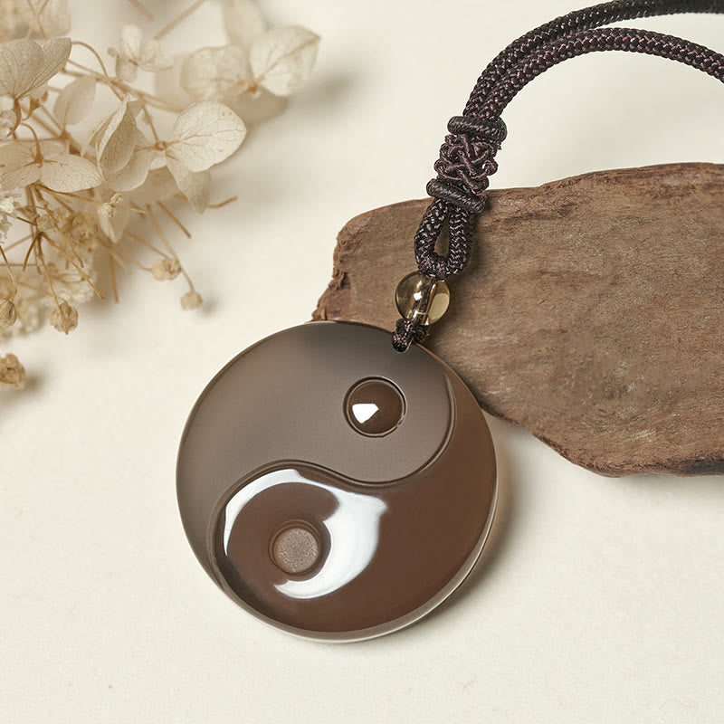 Buddha Stones Black Obsidian Taoism Five Sacred Mountains Nine-Character Mantra Carved Purification Yin Yang Necklace Pendant - image 16