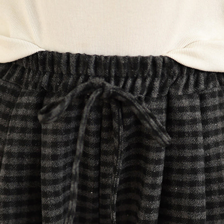 Buddha Stones Casual Plaid Pattern Women's Wide Leg Pants With Pockets - image 7